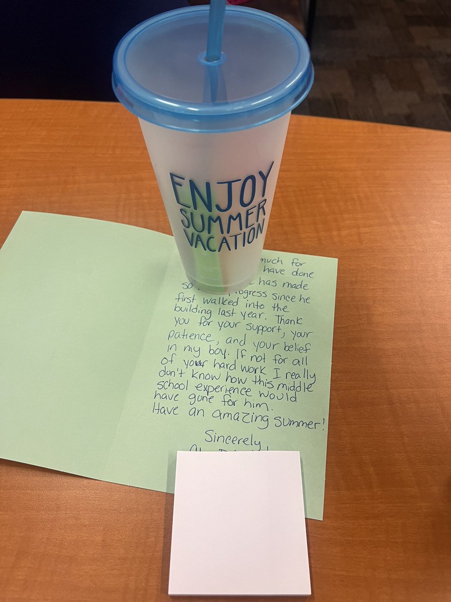 This is a special note from a special family. I  cried when I  read it.  I love that I could support and advocate for this student these last two years. I  will truly miss him.  #alwaysaspecialeducator #mywhy