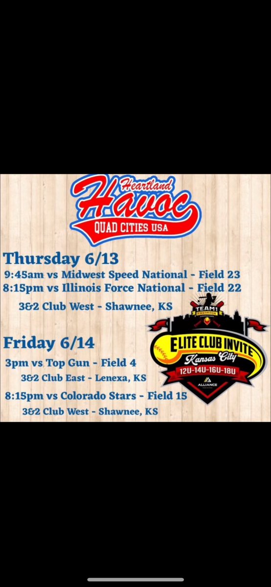After a quick day of rest I am super excited to head down to Kansas City to compete. Here is our schedule!!