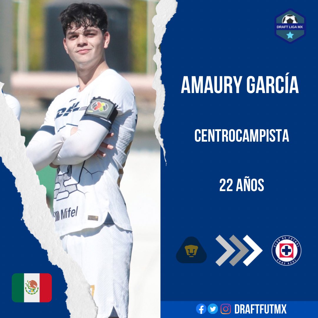 DraftFutMX's tweet photo. OFICIAL.

Amaury García es nuevo jugador de CF Cruz Azul. Llega procedente del Club Pumas UNAM.

➡️ Transferencia definitiva. https://t.co/W3hptkskFO