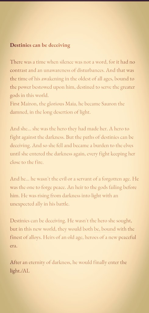 mirroringdust's tweet photo. Soo since writing is like fresh air after a busy week, this just happened 🫣 And everyone engaging in #haladrielweek2024 is so inspiring 😍
For prompt Heirs and Heroes
https://t.co/GQJRef55SU
Good night with this ❤️
#saurondriel https://t.co/z2WcZMB5T9