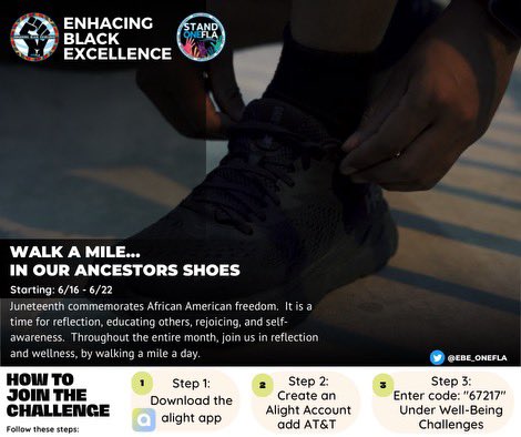 Marcus James (@marcusjames407) on Twitter photo STARTING THIS SUNDAY! <a href="/EBE_ONEFLA/">Enhancing Black Excellence</a> will be hosting our annual walk a mile in our shoes challenge! This is a 7 day challenge to see who can walk the most in honor of Juneteenth. Refer to the picture for instructions to enter! STARTING THIS SUNDAY! <a href="/EBE_ONEFLA/">Enhancing Black Excellence</a> will be hosting our annual walk a mile in our shoes challenge! This is a 7 day challenge to see who can walk the most in honor of Juneteenth. Refer to the picture for instructions to enter!