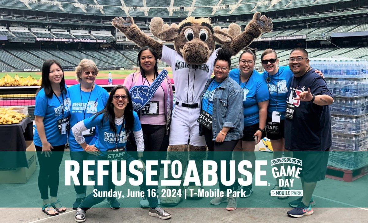 wscadv's tweet photo. Refuse To Abuse® with the @Mariners Sunday, June 16 th at the 1:10 PM Seattle Mariners vs. Texas Rangers game. If you could help us spread the word, we need to #preventdv https://t.co/q6lASsSFpp

@MyNorthwest
@KIRONewsradio
@RyanDivish 
@MojoMariner
@WymanAndBob 
@SeattleMet https://t.co/4tGNFVXuzY