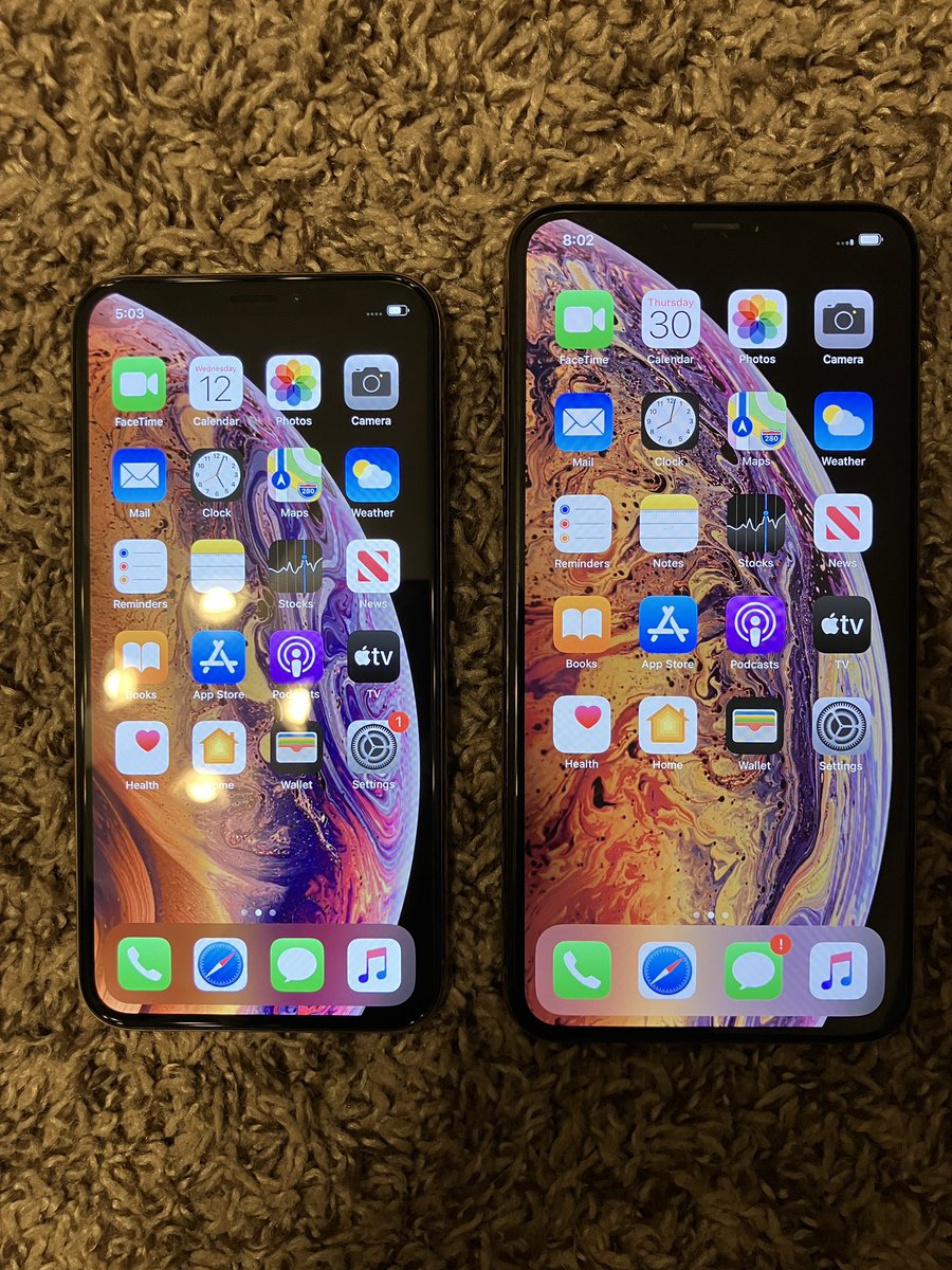 CollectorofApp1's tweet photo. iPhone XS and XS max on iOS 13. Hard to believe this version is now 5 versions behind. Yes the XS max was restored using a iCloud locked unit so it now has a genuine apple screen. https://t.co/CNqaB2sBt3
