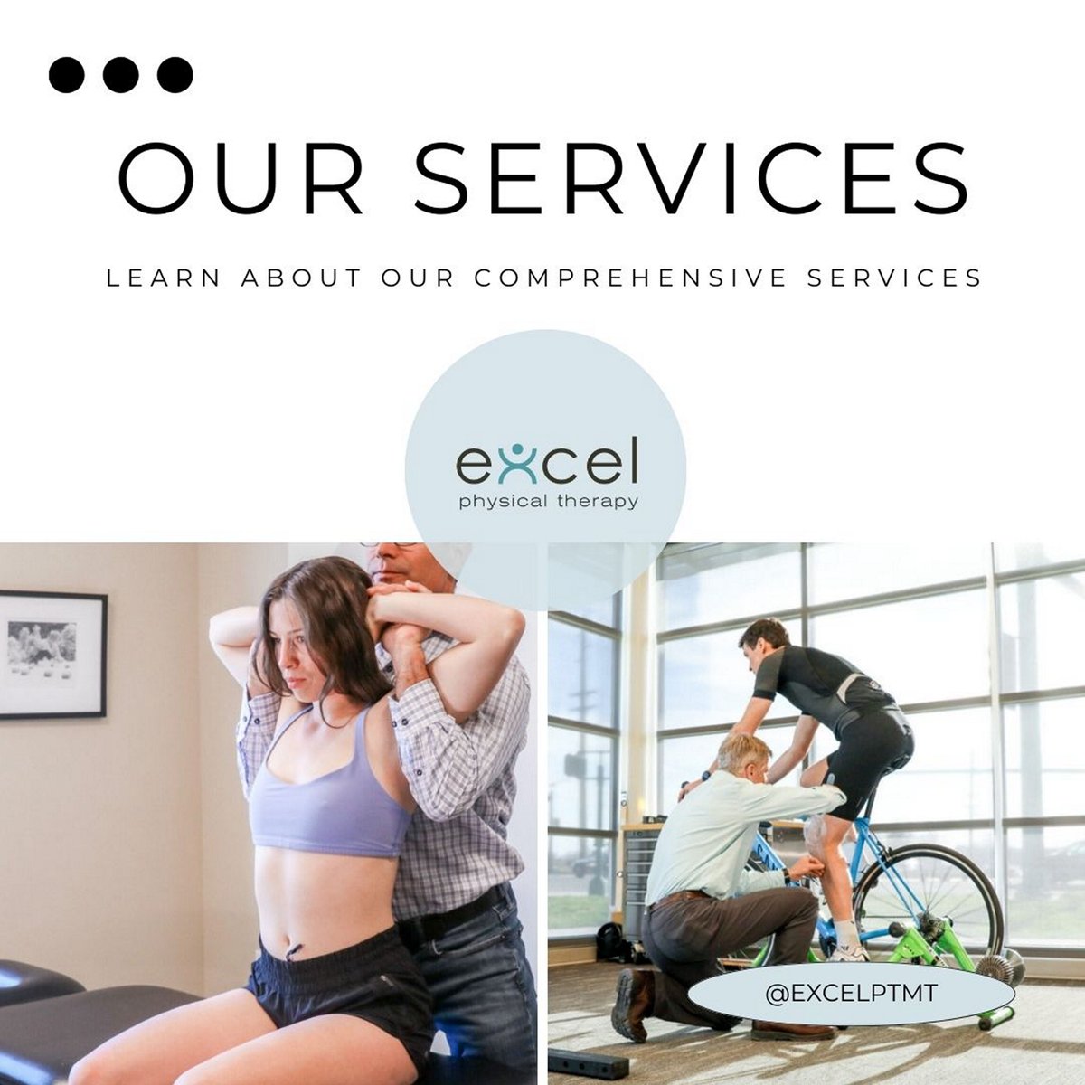ExcelPTMT's tweet photo. Curious about the specialized services offered at Excel Physical Therapy in Bozeman and Manhattan? 🌟 Visit our website to explore all that we offer! https://t.co/vbkQIaPSro