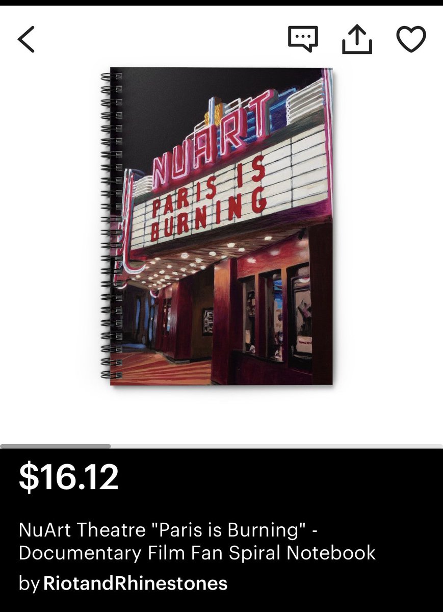 Where are my Paris is Burning fans? I just created this notebook using my painting of the Nuart Theater with the iconic documentary “Paris is Burning” on the marquee. Check it out here etsy.com/listing/173227…