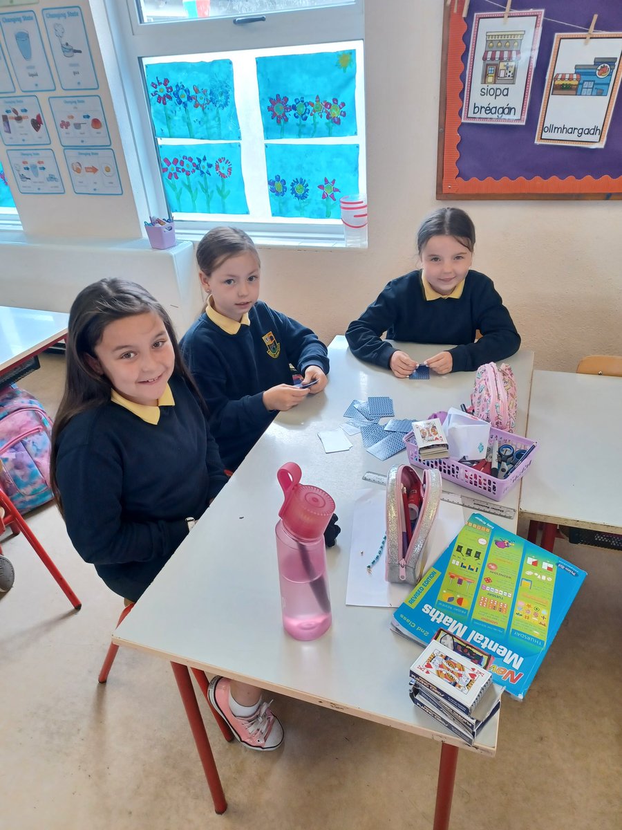 MsONeills4thStc's tweet photo. Hands-on maths fun today with playing cards @ConlethSt 🃏🃏 https://t.co/rbacwxHnlE