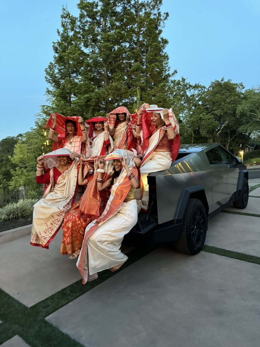 <a href="/elonmusk/">Elon Musk</a> Have you ever seen #cybertruck being used for an Indian wedding!!😊 #RuchiandRanaWedding #rgsquared <a href="/sarveshm/">Sarvesh Mahesh</a> <a href="/jetkohli/">Tej (Jet) Kohli</a>