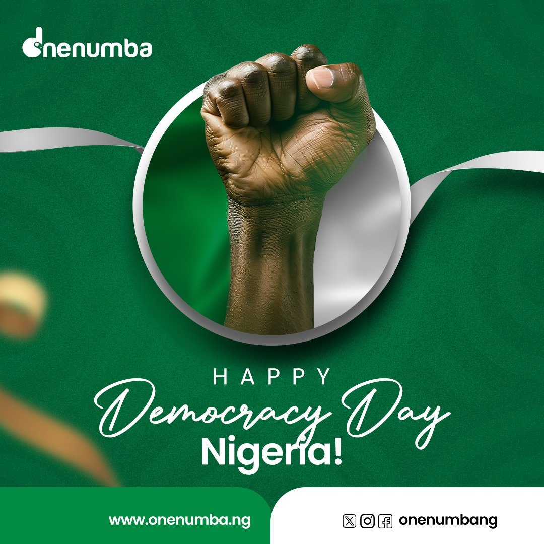 OneNUMBAng's tweet photo. Happy Democracy Day, Nigeria! Let's continue to uphold the values of freedom, justice, and equality.
#DemocracyDay2024 #Onenumba https://t.co/A3R49f2Q5t