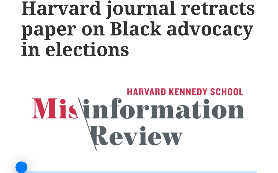 tonetalks's tweet photo. Again the Harvard paper on #ados was not an academic paper retracted for a singular factual error. It was an attack on myself @tonetalks , @BreakingBrown, and #ados retracted for editorial failure. This paper that moved mountains with the weight of Harvard’s name did not make any sense. Do we all understand we should be asking who sent the democratic donor org moveon to help create this paper? And who pushed Harvard to publish? And why was #ados and its two creators targeted? 
Thanks to the @ADOSorg and all those involved in working for a retraction to clear our names from this trash attack on Black politics 🗑️.