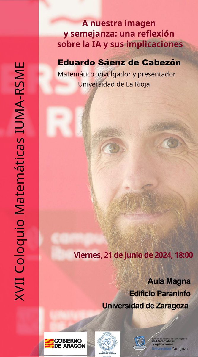 IUMA (@iuma_unizar) on Twitter photo Proximo viernes 21 de junio 18 h en el edificio paraninfo de <a href="/unizar/">Universidad Zaragoza</a> conoce <a href="/edusadeci/">Eduardo Sáenz de Cabezón</a> en el coloquio iuma-<a href="/RealSocMatEsp/">RSME</a>. Os esperamos. Proximo viernes 21 de junio 18 h en el edificio paraninfo de <a href="/unizar/">Universidad Zaragoza</a> conoce <a href="/edusadeci/">Eduardo Sáenz de Cabezón</a> en el coloquio iuma-<a href="/RealSocMatEsp/">RSME</a>. Os esperamos.
