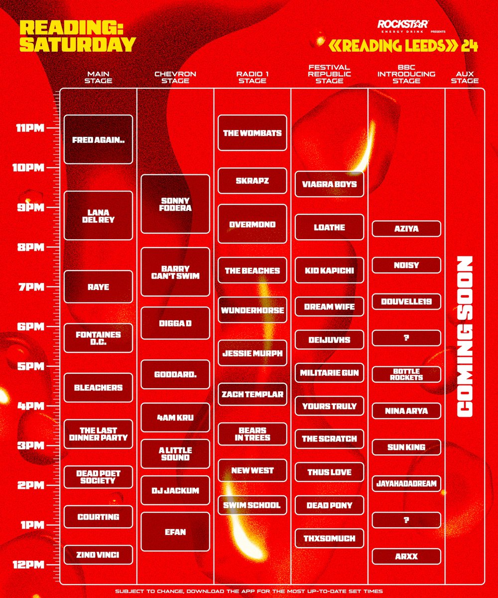 Reading Festival schedule