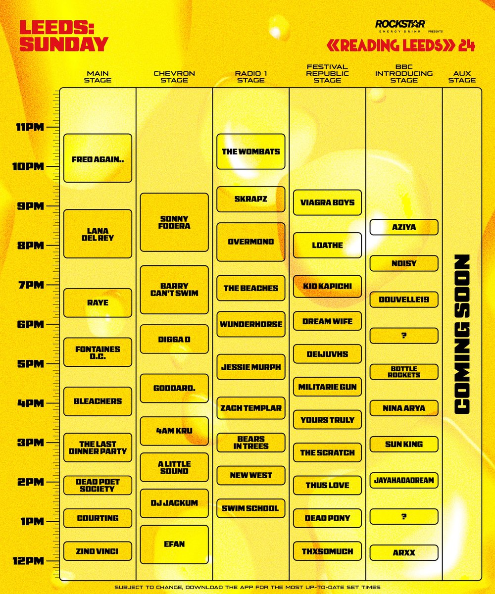 Leeds Festival 2024 schedule