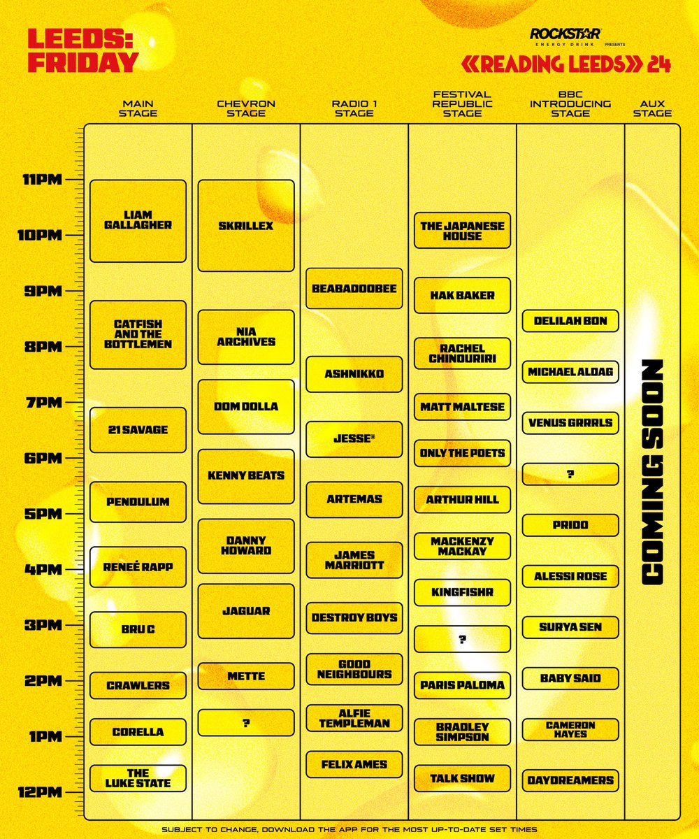 Leeds Festival 2024 schedule