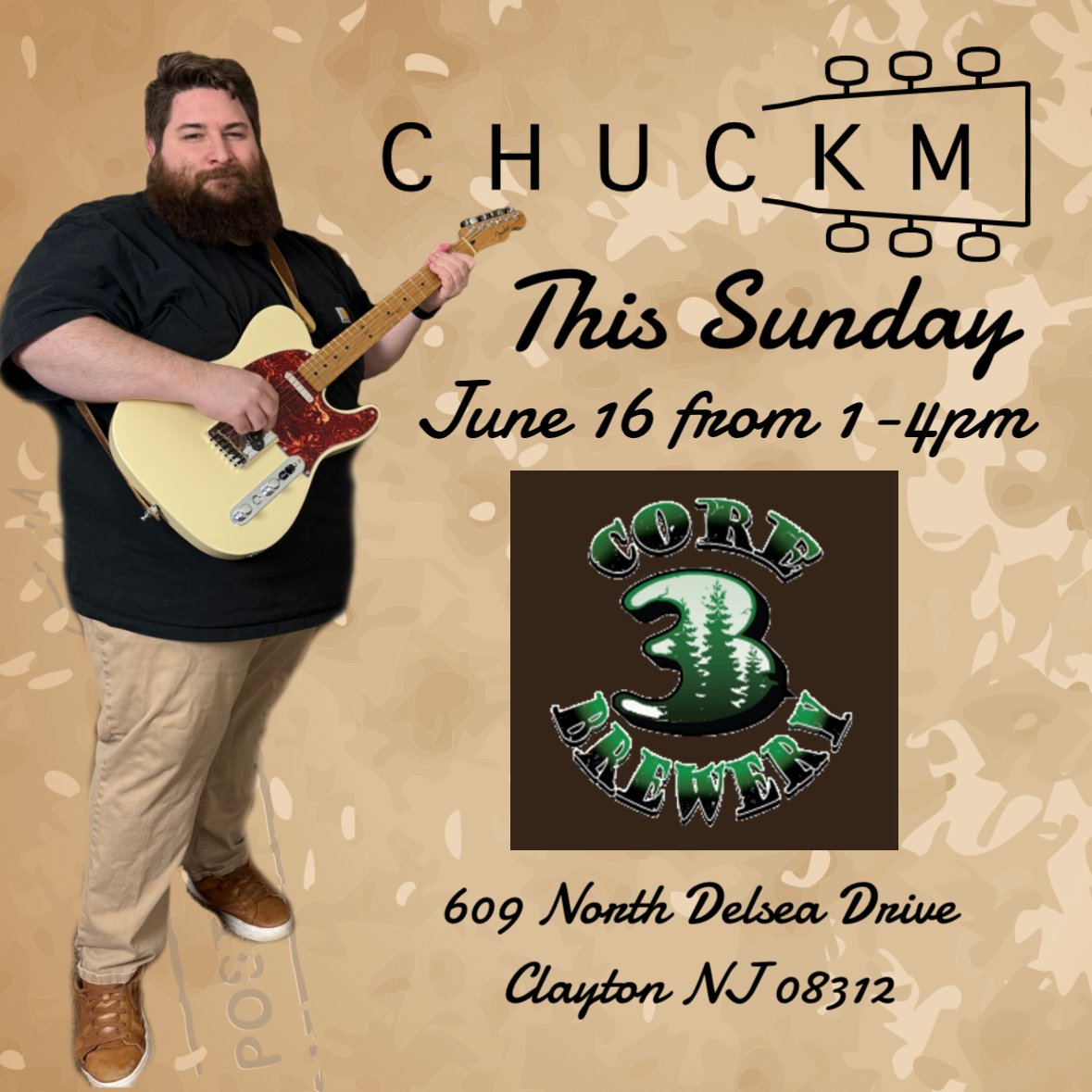 ChuckMMusic1's tweet photo. This Sunday Afternoon I will be @core3breweryclayton from 1-4pm #southjersey #livemusic https://t.co/bUMvRzS8bu