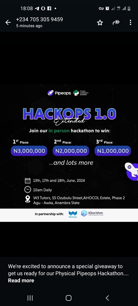 Sanzzy23's tweet photo. I will be part of a team for this Hackathon.
This will be another form of self development, as I connect with like minds both technical and non technical  to profound solution to a societal challenge
Thank you@pythonanambra,@w3tutor_org
#HackOpsV1anambra
#Buildingforproductivity https://t.co/RvS32F5EsZ