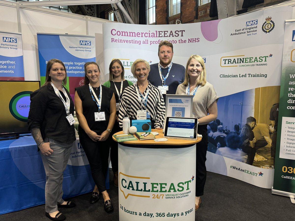 CallEEAST's tweet photo. Fantastic first day at the #NHSConfedexpo with all commercial colleagues @NPAGUK @TrainEEAST  @andy_commercial today, fantastic discussions about innovation in each of the areas and how we can support NHS colleagues in our service offering #NHS #Confed #Commercial #Services #Expo https://t.co/pXgTEPkf2A