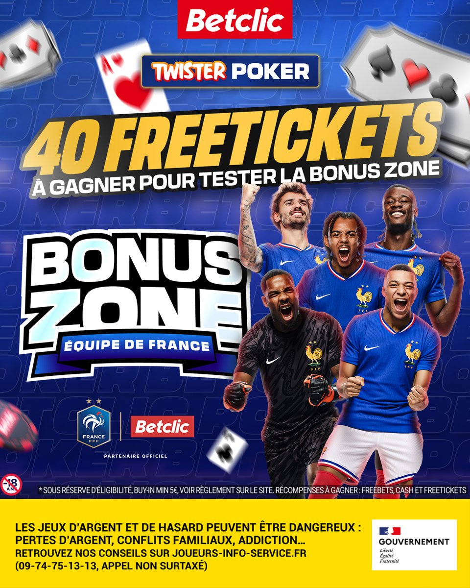 Betclic's tweet image. 👀 Envie de tester la nouvelle Bonus Zone EDF ? 🇫🇷

🔥 On fête son arrivée avec 40 Freetickets à se partager ! 

🔃 RT + Follow pour participer