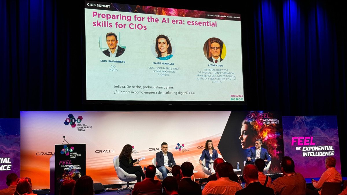 Durante la jornada de hoy, nuestros compañeros Raúl y Pepe han participado en el #DES2024, asistiendo a sesiones clave donde están profundizando en la innovación en transformación digital y en las últimas tendencias y tecnologías de IA.