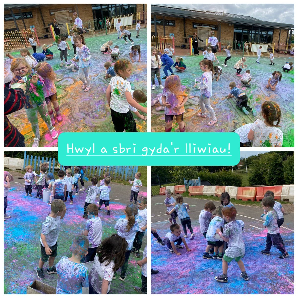 nanttalwg's tweet photo. Rhagor o hwyl y Ras Liwgar. ~ More fun from today's Colour Run! @YFroCynraddPTA https://t.co/NOfoXya86A