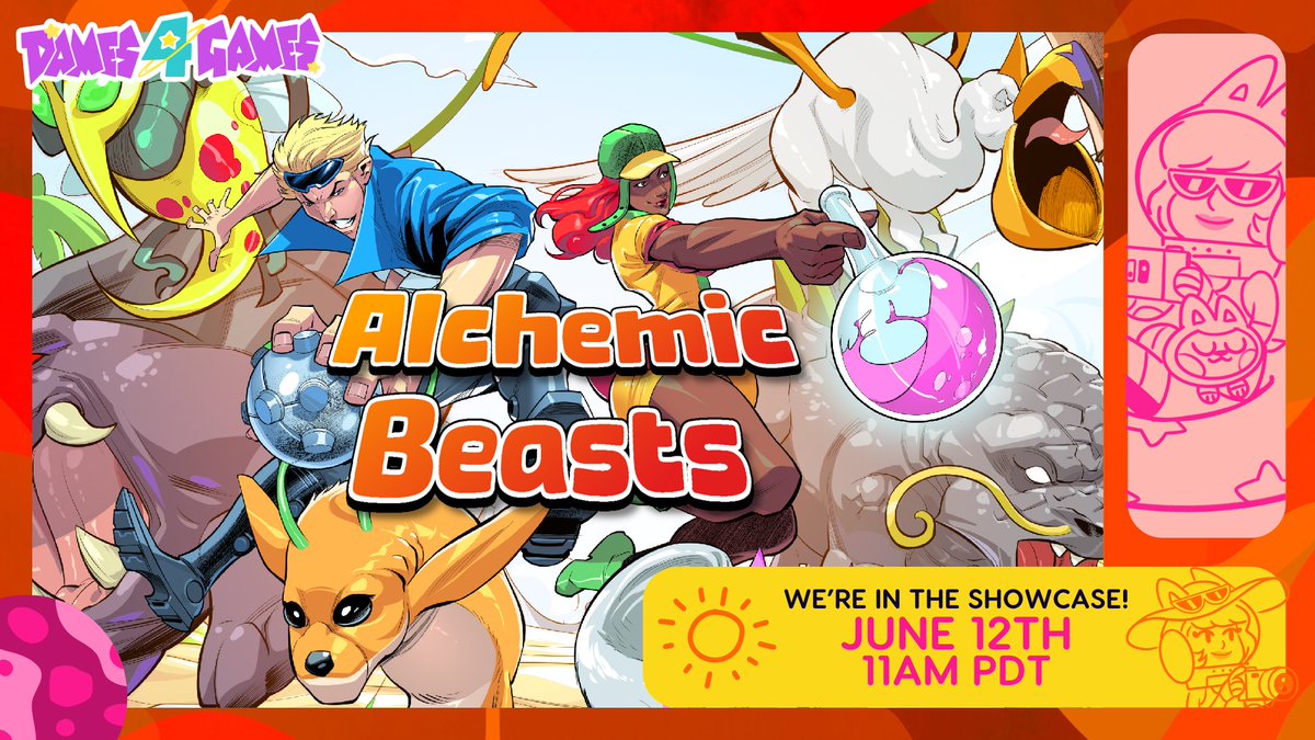 Today's the day! 🎉 Join us at the #Dames4Games event, celebrating women in game development. We're thrilled to showcase Alchemic Beasts alongside so many talented creators. 🌟

Check out our game and support diversity in the gaming industry! 🎮💖 #WomenInGames #GameDev