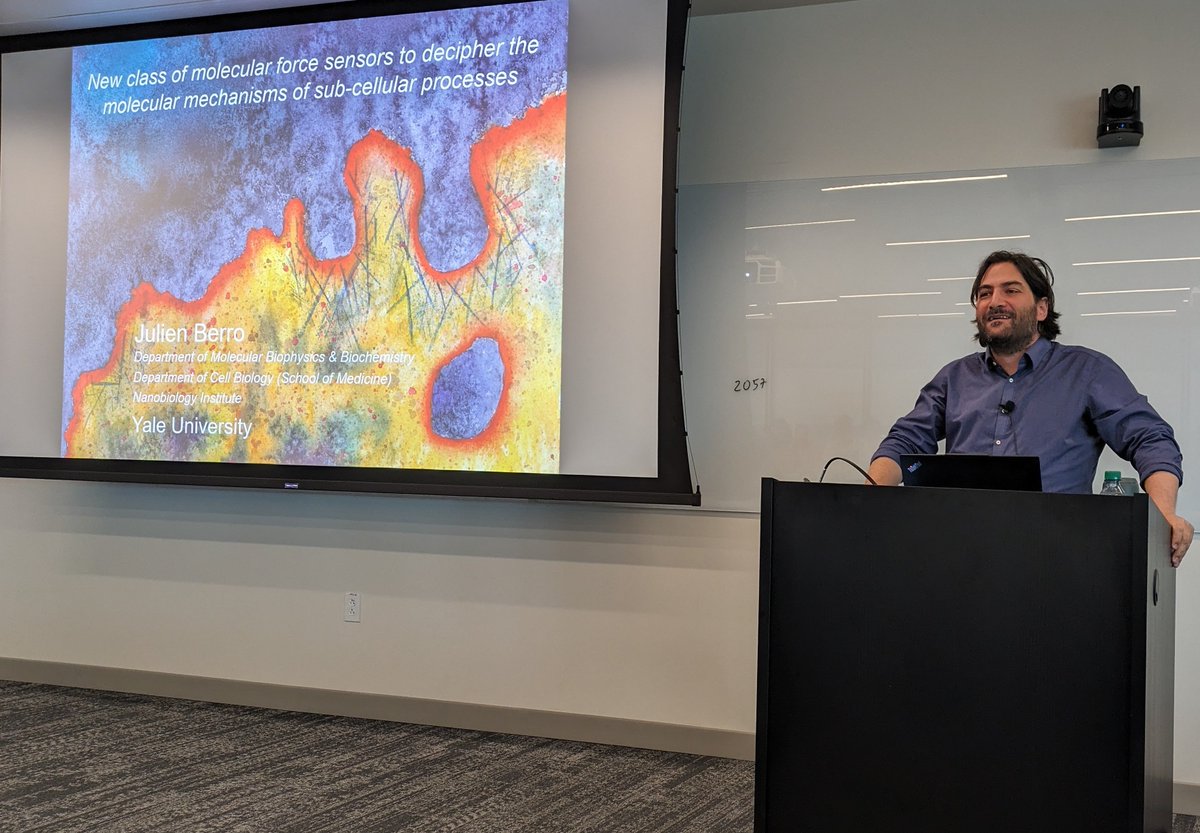 Yale Center for Systems and Engineering Immunology (@yalecsei) on Twitter photo Thank you Dr. Julien Berro (Yale Asst. Prof. of Molecular Biophysics & Biochem. & Cell Bio.) for presenting at today's #CSEI Chalk Talk Series on measuring mechanical forces on proteins inside and outside cells using coiled-coil force sensors. <a href="/YaleMed/">Yale School of Medicine</a> <a href="/YaleIBIO/">Yale Department of Immunobiology</a> Thank you Dr. Julien Berro (Yale Asst. Prof. of Molecular Biophysics & Biochem. & Cell Bio.) for presenting at today's #CSEI Chalk Talk Series on measuring mechanical forces on proteins inside and outside cells using coiled-coil force sensors. <a href="/YaleMed/">Yale School of Medicine</a> <a href="/YaleIBIO/">Yale Department of Immunobiology</a>