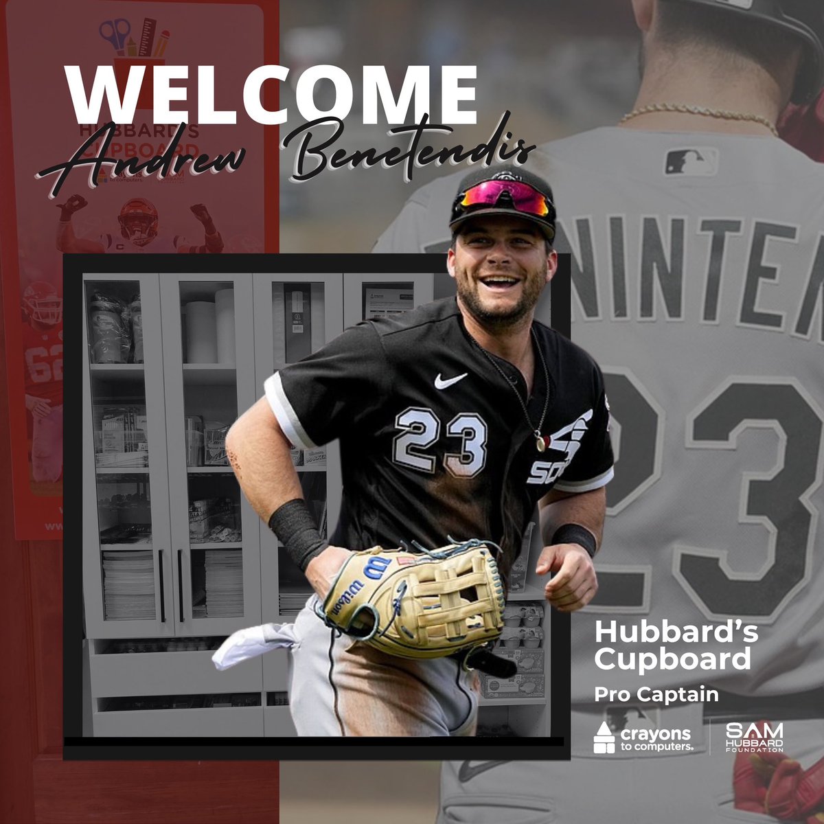 Sam Hubbard (@sam_hubbard_) on Twitter photo We’re adding another hometown guy to the Hubbard’s Cupboards team 💪. Cincinnati legend and <a href="/whitesox/">Chicago White Sox</a> outfielder, <a href="/asben16/">Andrew Benintendi</a> is joining us as our second Cupboard’s Pro Captain.
Andrew Benintendi will be supporting the purchase of healthy snacks, school supplies and hygiene items We’re adding another hometown guy to the Hubbard’s Cupboards team 💪. Cincinnati legend and <a href="/whitesox/">Chicago White Sox</a> outfielder, <a href="/asben16/">Andrew Benintendi</a> is joining us as our second Cupboard’s Pro Captain.
Andrew Benintendi will be supporting the purchase of healthy snacks, school supplies and hygiene items