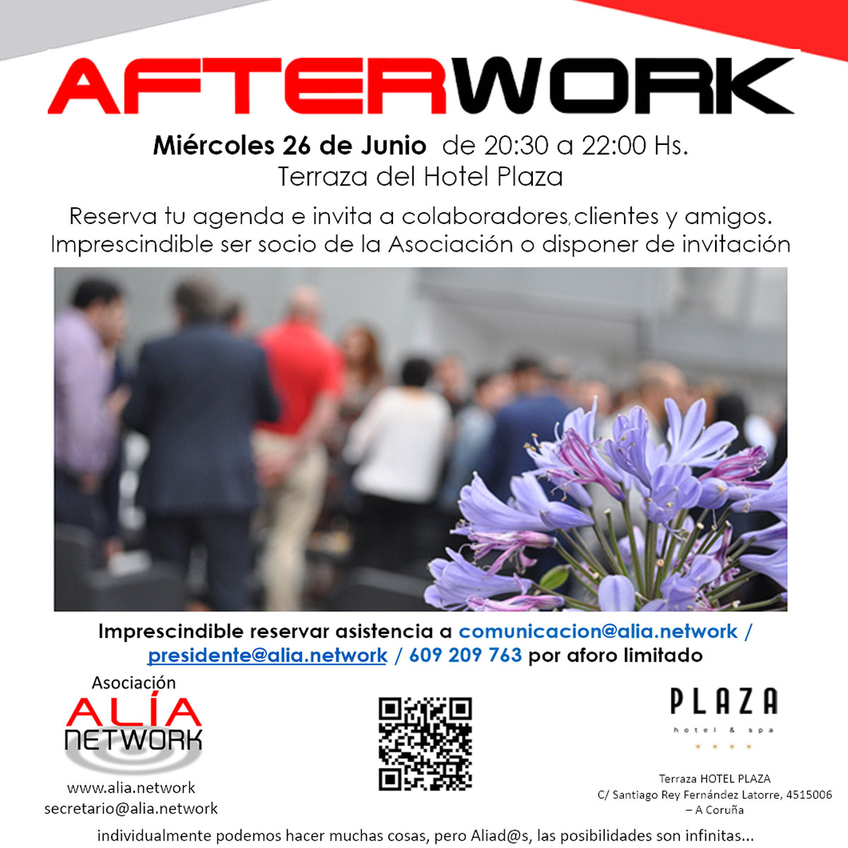 AliaNetwork's tweet photo. 📣!! Estimados socios y amigos, una vez más nos encontraremos en un nuevo AfterWork 🍻🥂 📆 el miércoles 26 de junio en el Hotel Plaza de⏰ 20:30 a 22:00 hs. 😃Reservar asistencia en https://t.co/18AuIIuO5x 
 #alianetwork#networking #visibilidad https://t.co/Yx90DpdGVd