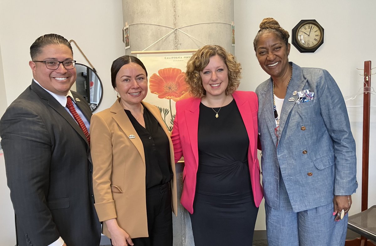 First5LA's tweet photo. Thank you, @AsmPilarSchiavo, for speaking with #First5LA President/CEO Karla Pleitéz Howell, Commissioner @HollyJMitchell and team about the importance of investments needed to strengthen #earlychildhood systems of support. https://t.co/pfVytyRTnF