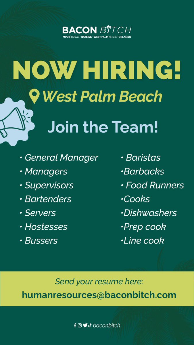 What's up West Palm Beach b🌴tches What are you waiting for to be part of our team? ⚡️

#hiring #westpalmbeach #join #baconbitch #florida