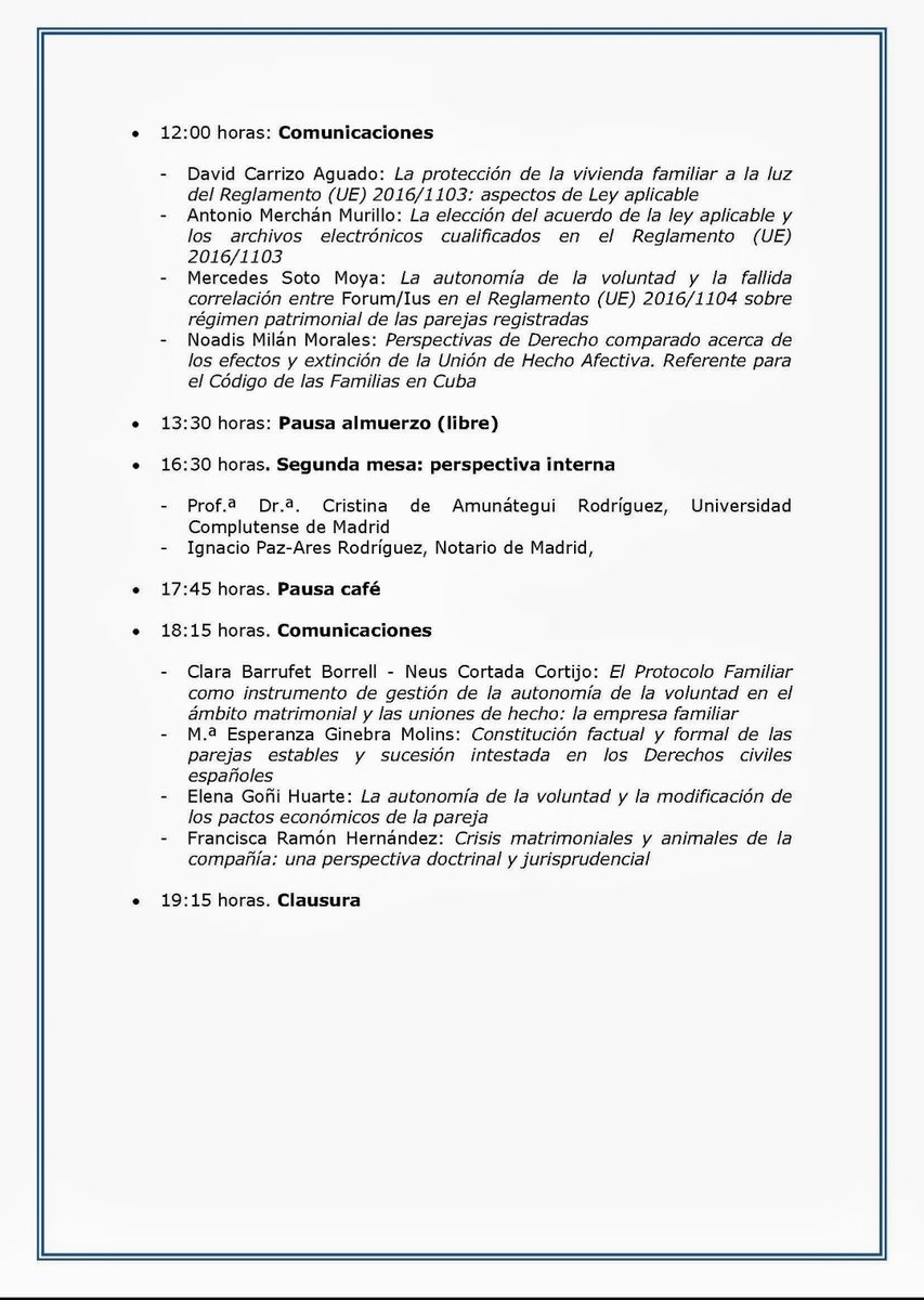 Recordatorio del seminario "La autonomía de la voluntad en el ámbito matrimonial y de las uniones de hecho: perspectivas interna, internacional y comparada" (virtual y presencial) el 20 de junio. Continúa abierta la inscripción gratuita y preceptiva