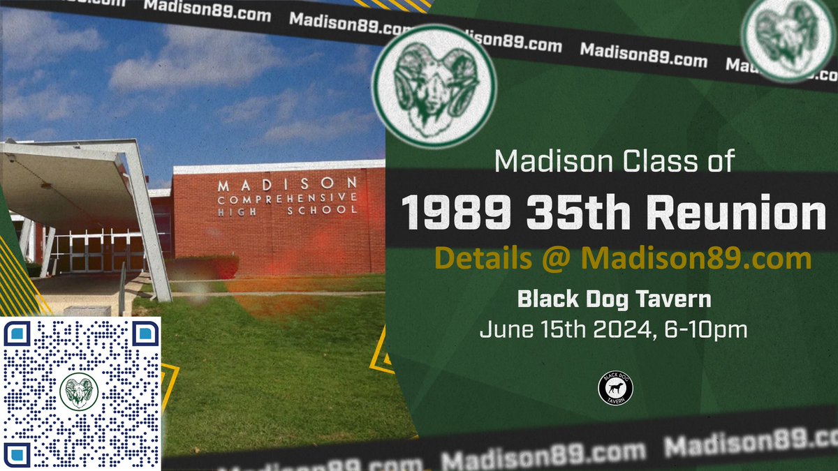 MW1nger's tweet photo. 3 DAY REMINDER = The Madison Class of 1989 is announcing our 35th Class Reunion!   June 15th 2024 from 6:00 to 10:00pm  More details @ https://t.co/MXF539Md6P https://t.co/P1lwPBikSV