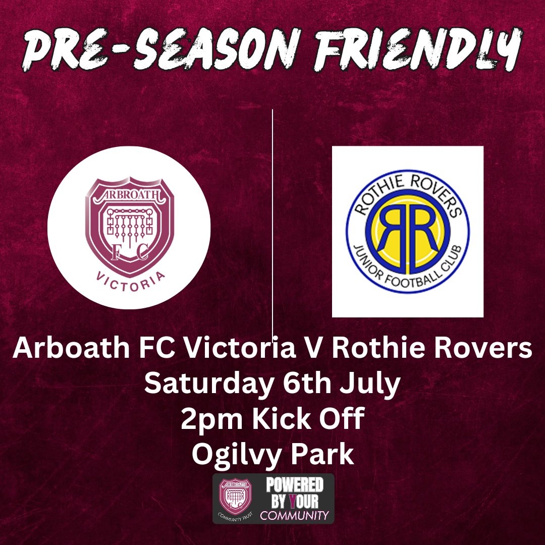 “Pre-Season friendly"
We are delighted to announce the first of our scheduled pre-season friendlies. 

We welcome North Premier Division Rothie Rovers FC   to Ogilvy Park on Saturday 6th July for the first of 5 schedule pre-season fixtures.  

#monthevics #poweredbyYourcommunity