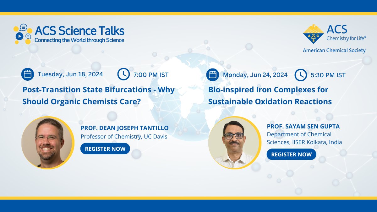 AmerChemSociety's tweet image. Register now for upcoming sessions of #ACSScienceTalks, a free virtual lecture series!

June 18 at 7:00 PM IST: brnw.ch/21wKHde
June 24 at 5:30 PM IST: brnw.ch/21wKHdd