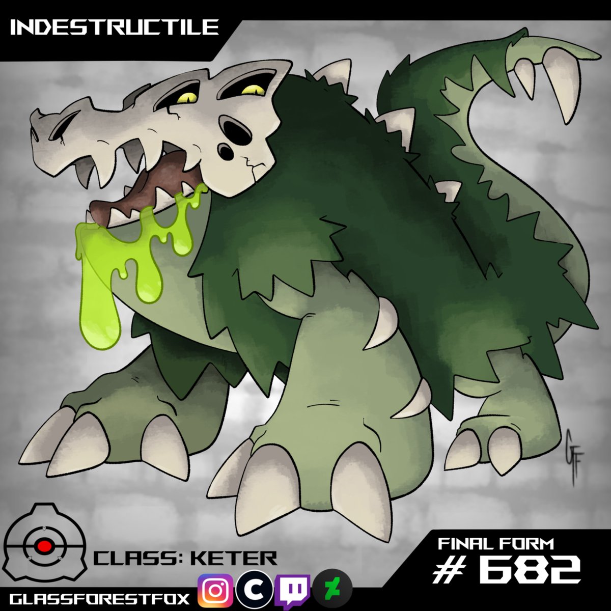 scrawlingfox's tweet photo. back to drawing SCP inspired fakemon designs, this one being based on the Hard to Destroy Reptile #682.

#scp #fakemon #pokemon #digitalart https://t.co/lSTST7qjK0