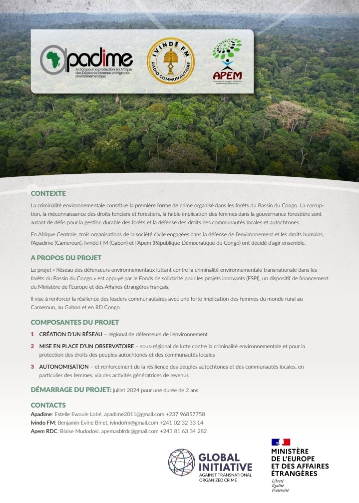 Avec <a href="/EwouleE/">APADIME</a> <a href="/RdcApem/">APEM RDC 1</a> <a href="/GI_TOC/">Global Initiative</a> et <a href="/Franceaugabon/">France au Gabon</a> , nous sommes aux côtés des communautés locales et peuples autochtones pour stopper la flambée des crimes environnementaux dans les forêts du Bassin du Congo.
L'ivoire,les minerais, le bois, le trafic d'animaux et les D de l'H.