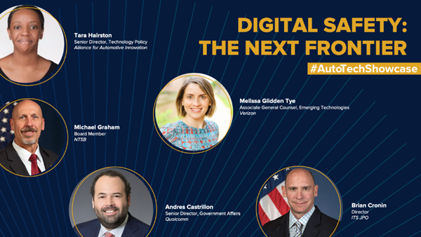 autosinnovate's tweet photo. Next up @ 2:30pm→ Digital Safety: The Next Frontier
w/ @NTSB, @ITS_USDOT, @QualcommPolicy and @Verizon.
#VehicleToEverything #V2X #SoftwareDefinedVehicles
#AutoTechShowcase https://t.co/By8FPbsRR4