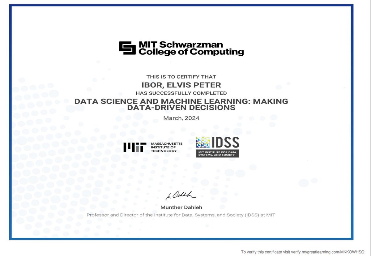 Data Scientist, MIT (Massachusetts Institute of Technology) Certified. Been for a while, but happy to share now. So, let's talk Machine Learning,  Predictive Analytics, Data Analysis. #MachineLearning, #PythonProgrammingLanguage, #PredictiveAnalytics , #DataAnalytics, #PowerBI