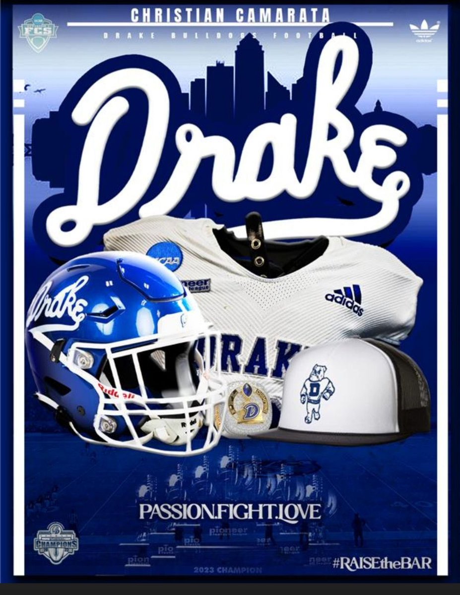 Christian Camarata (@cccamarata) on Twitter photo After a great camp and conversation with <a href="/AdamGajo/">Adam Gajo</a> I am blessed to receive my first Division 1 offer from Drake University. #BST
<a href="/tstepsis/">Todd Stepsis</a> <a href="/DrakeBulldogsFB/">Drake Football</a> <a href="/jason247scout/">Jason Jewell</a> <a href="/FootballBrophy/">Brophy Football</a> <a href="/CoachCotton12/">Coach Tony Cotton</a> <a href="/Kvandenbosch93/">Kyle Vanden Bosch</a> <a href="/CoachPerrone/">Coach Perrone (My Recruits)</a> @TeamImpactCoach <a href="/N_Rock17/">Nick Rock</a> After a great camp and conversation with <a href="/AdamGajo/">Adam Gajo</a> I am blessed to receive my first Division 1 offer from Drake University. #BST
<a href="/tstepsis/">Todd Stepsis</a> <a href="/DrakeBulldogsFB/">Drake Football</a> <a href="/jason247scout/">Jason Jewell</a> <a href="/FootballBrophy/">Brophy Football</a> <a href="/CoachCotton12/">Coach Tony Cotton</a> <a href="/Kvandenbosch93/">Kyle Vanden Bosch</a> <a href="/CoachPerrone/">Coach Perrone (My Recruits)</a> @TeamImpactCoach <a href="/N_Rock17/">Nick Rock</a>