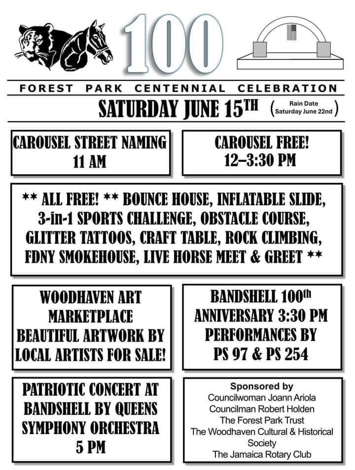 🎠 Don't forget! 🎠

The 100th Anniversary of the Forest Park Carousel &amp; George Seuffert Sr. Bandshell is THIS SATURDAY, June 15!! We will have music, entertainment, and more - see the flyer below for more information, and I hope to see you there!