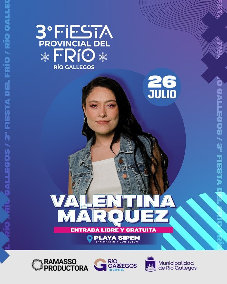 RobertoRamasso's tweet photo. Estaremos junto a Valentina Márquez en la 3° Edición de la Fiesta del Frio en Río Gallegos. https://t.co/vFDpRwUk02