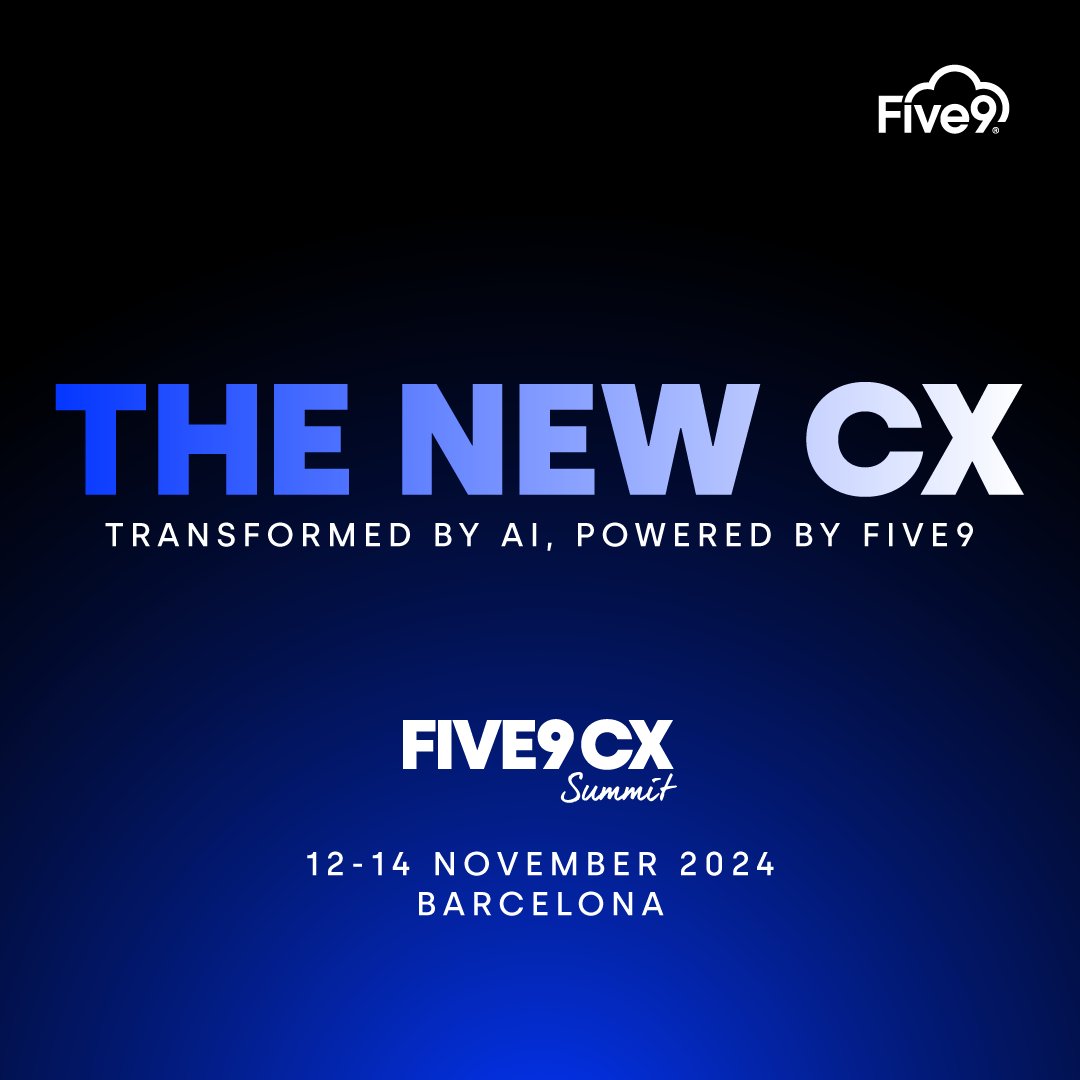 Five9's tweet photo. Save the Date! 📅 

Join us in Barcelona at Five9 CX Summit 2024 from Nov 12-14. Discover the next era of CX intelligence with insights, innovation, and networking. Sign up for updates! 

https://t.co/iZhDm190jJ
#Five9CXSummit #TheNewCX #CX #CustomerExperience https://t.co/UdsKpek5c5