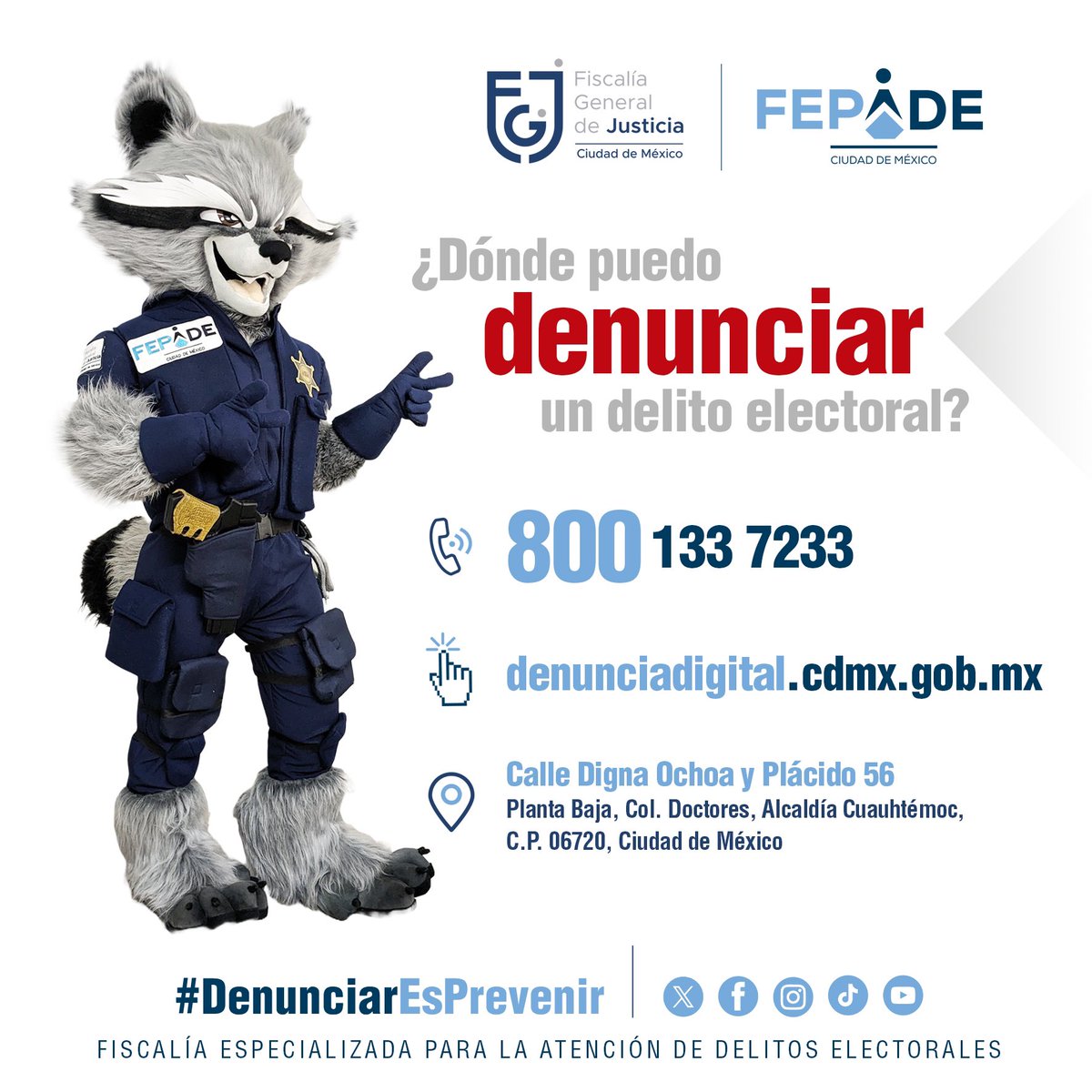 FEPADE_CDMX's tweet photo. Si eres víctima o testigo de un #DelitoElectoral, denúncialo a la #FEPADE.
#𝗗𝗲𝗻𝘂𝗻𝗰𝗶𝗮𝗿𝗘𝘀𝗣𝗿𝗲𝘃𝗲𝗻𝗶𝗿 https://t.co/GGh8ahemGb