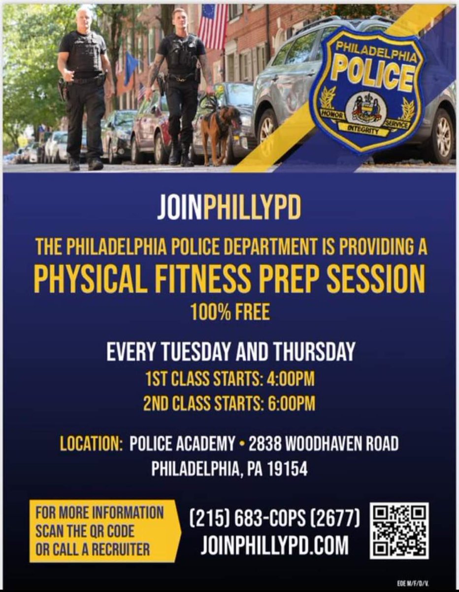 joinphillypd.com
A 20% of starting salary sign-on bonus is being offered for all new police officer recruits. The Next Police officer recruit application drive is June 24th to July 21st, 2024