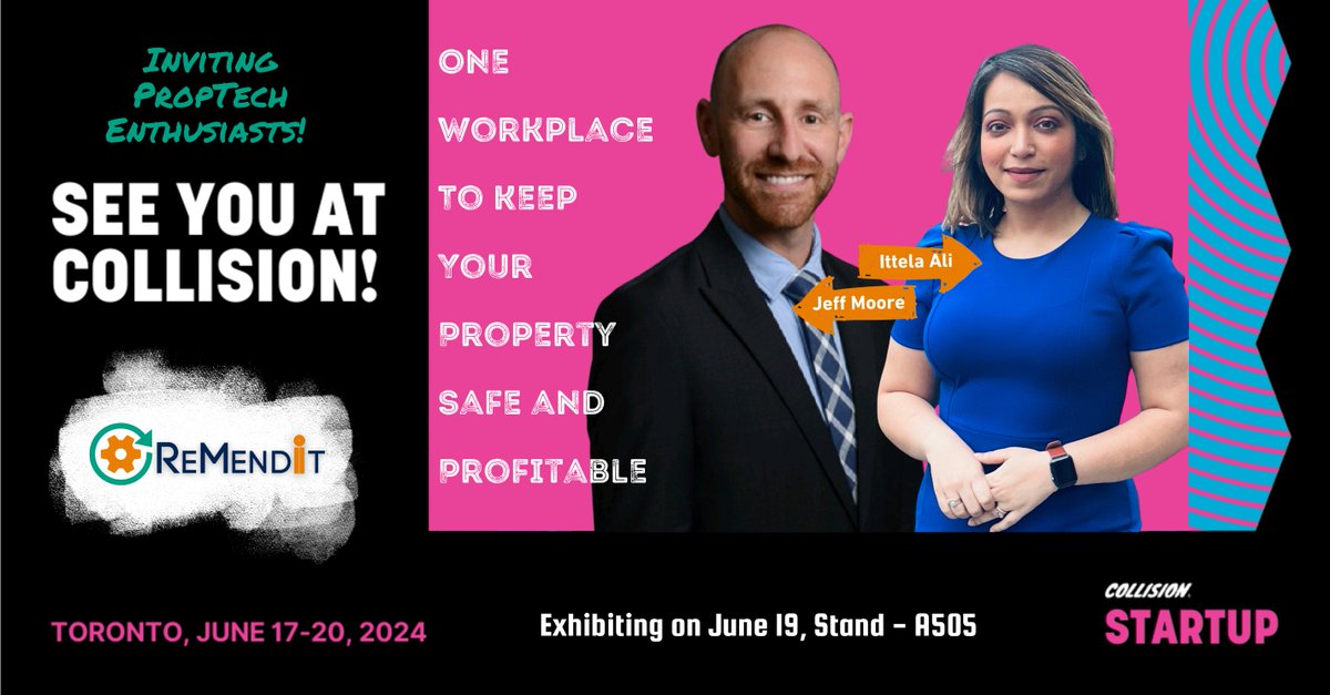 ReMendIt's tweet photo. Calling all Real Estate Management and Maintenance pros &amp; tech enthusiasts! 🏢✨ReMendIt is gearing up for #CollisionConf, June 17-20. Meet Jeff &amp; @IttelaAli at our booth on June 19 (A505) to explore our emerging software. Let's connect and dive into exciting discussions! https://t.co/upFrciq0FN