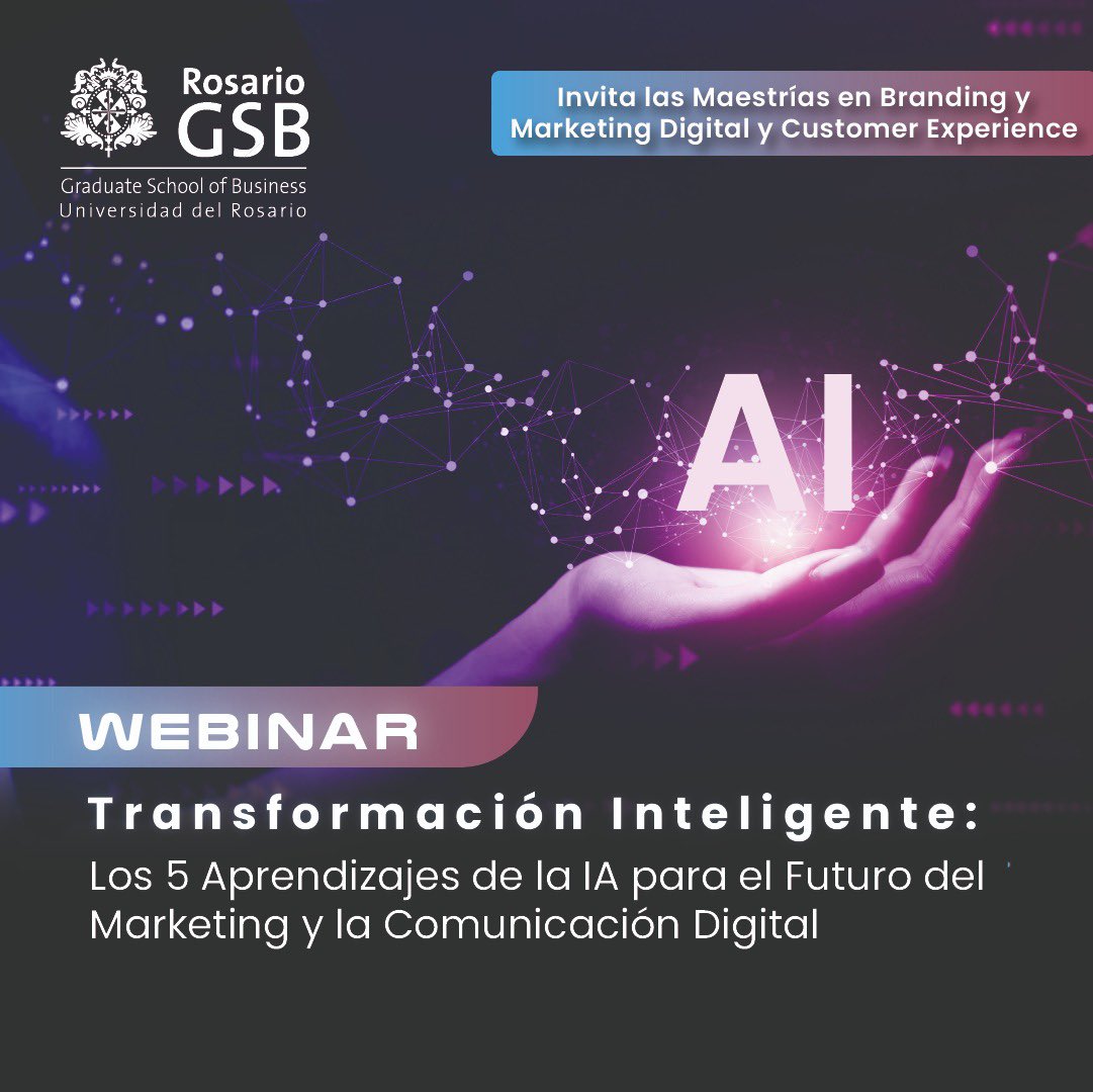 LinaEcheverri's tweet photo. WEBINAR
Transformación inteligente: Los 5 aprendizajes de la IA para el futuro del marketing y la comunicación digital
Speaker @manuelcaro 

📅 Jueves 20 de junio
🕕 6:00 p.m.

Registro sin costo aquí
https://t.co/y9RVuTUUjj https://t.co/jNGeBBUfOU