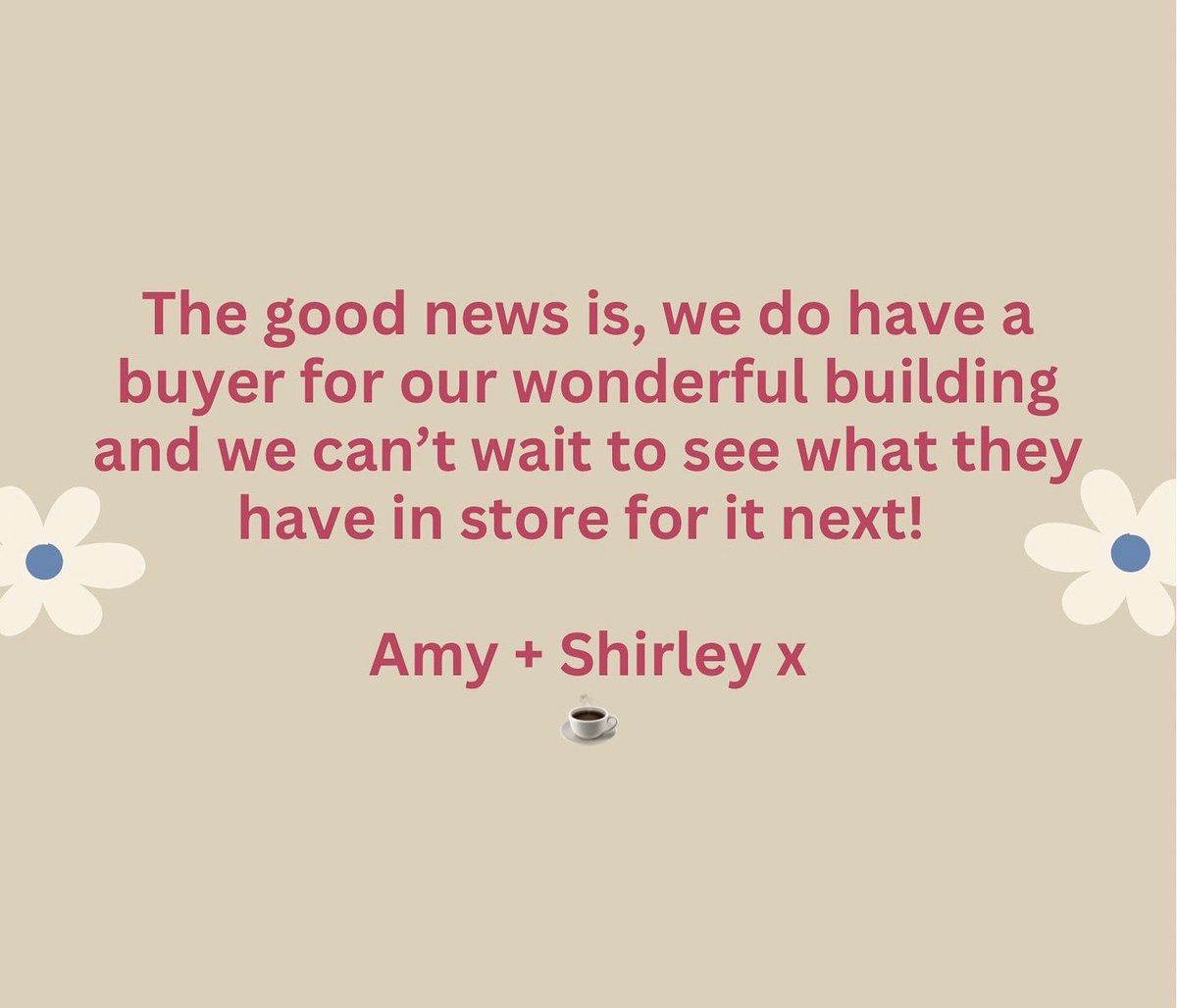 ☕️CLOSING DATE NOTICE☕️

Please read 

Our last day of trading will be
 Saturday 13th July 2024. 

By then, I will be in my last few weeks of my pregnancy and will be able to enjoy them as a family before welcoming our new arrival! …

Continued in pics… 👉🏼

#urmston #m41