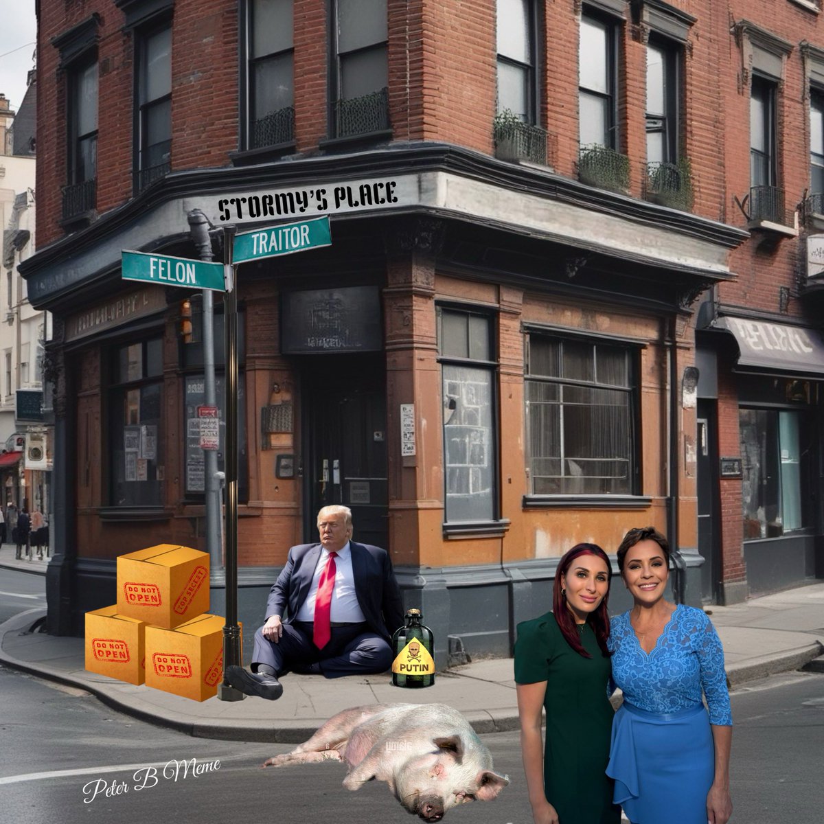 PeterBMeme's tweet photo. @TheRealThelmaJ1 @LauraLoomer @KariLake #KariFlake and #LauraLooney visiting #Trump at #StormysPlace https://t.co/EEnSiNGPAi