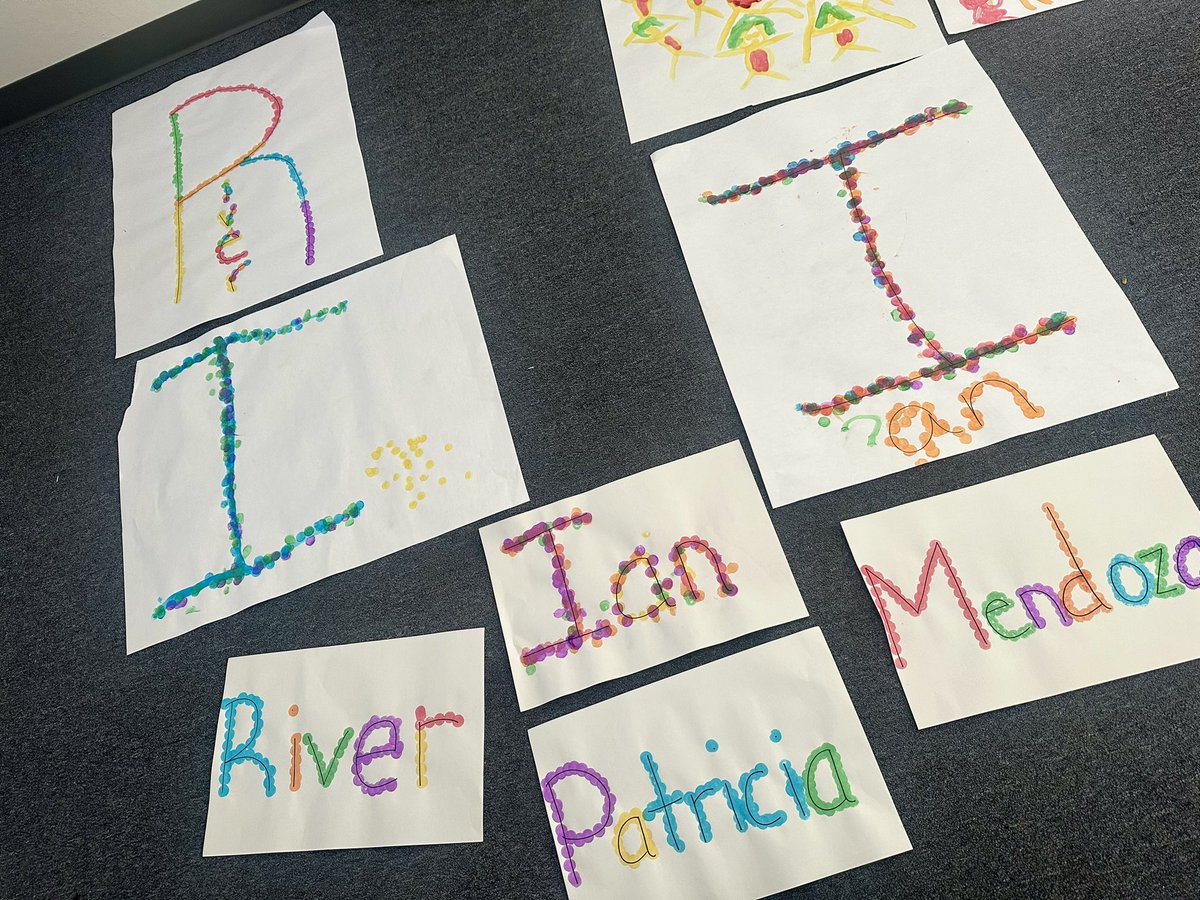 Using Dot-Art to write our names 🎨 #teacher #schooliscool #summerschool