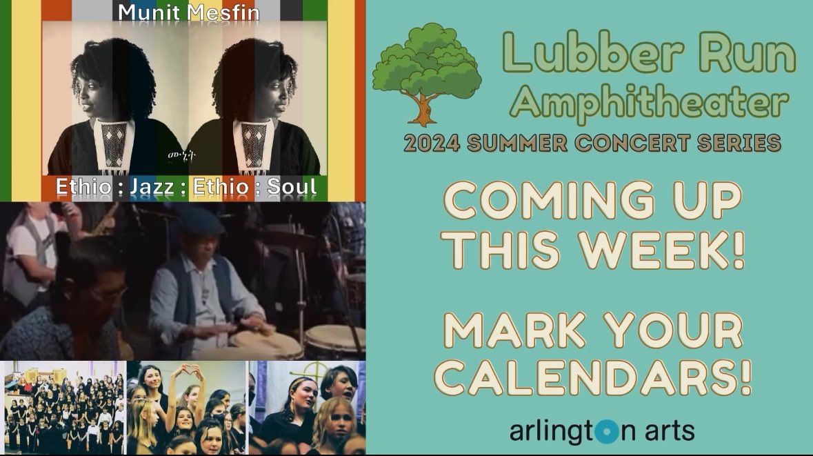 This weekend: 
🎵 Fri @ 8pm - Munit Mesfin returns with her Ethio-American music style. 

🥁 Sat @ 8pm - Come out and enjoy Rumba Club’s iconic latin jazz music!

🎤 Sun @ 11am - the Arlington Children’s Chorus joins us with talented members from the DMV area.