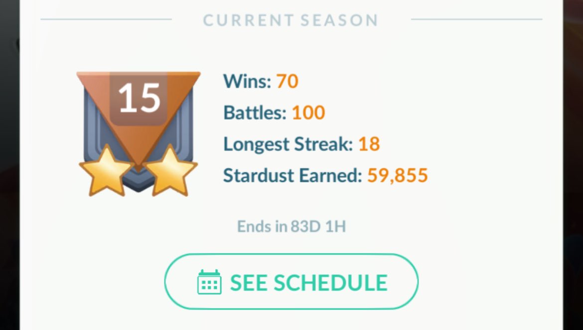 70% win rate at 100 battles for the season 😁 I also had a good win streak so I’m pretty happy with how it’s going so far! #getrekt #gbl #gobattleleague #pokemon #pokemongo #makingmargaretproud #celebi #billieeilish #billieprobablyhitlegendalready